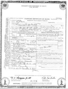 Robert Johnson's alleged death certificate