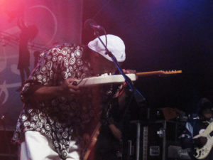 Buddy Guy plays with his teeth at the Greenwich Town Party