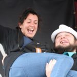 Victor Wainwright bench pressing production assistant Catherine Duval