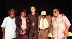 Rip Lee Pryor, Gearshifter Youngblood, Roger Stolle, Bud Welch and Red Paden at the popular King Biscuit Blues Symposium (Photo by Matt Marshall)
