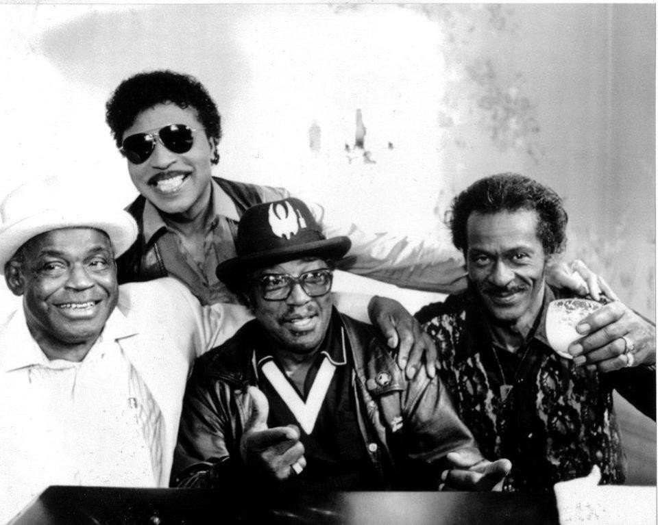 Left to right, Willie Dixon, Little Richard, Bo Diddley and Chuck Berry