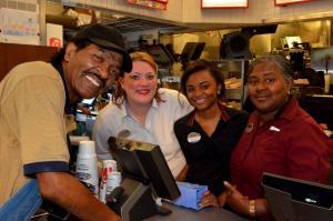 Bobby Rush with fans a tthe Chick-Fil-A, photo by Kim Welsh